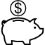 An image of a piggy bank with a dollar coin.